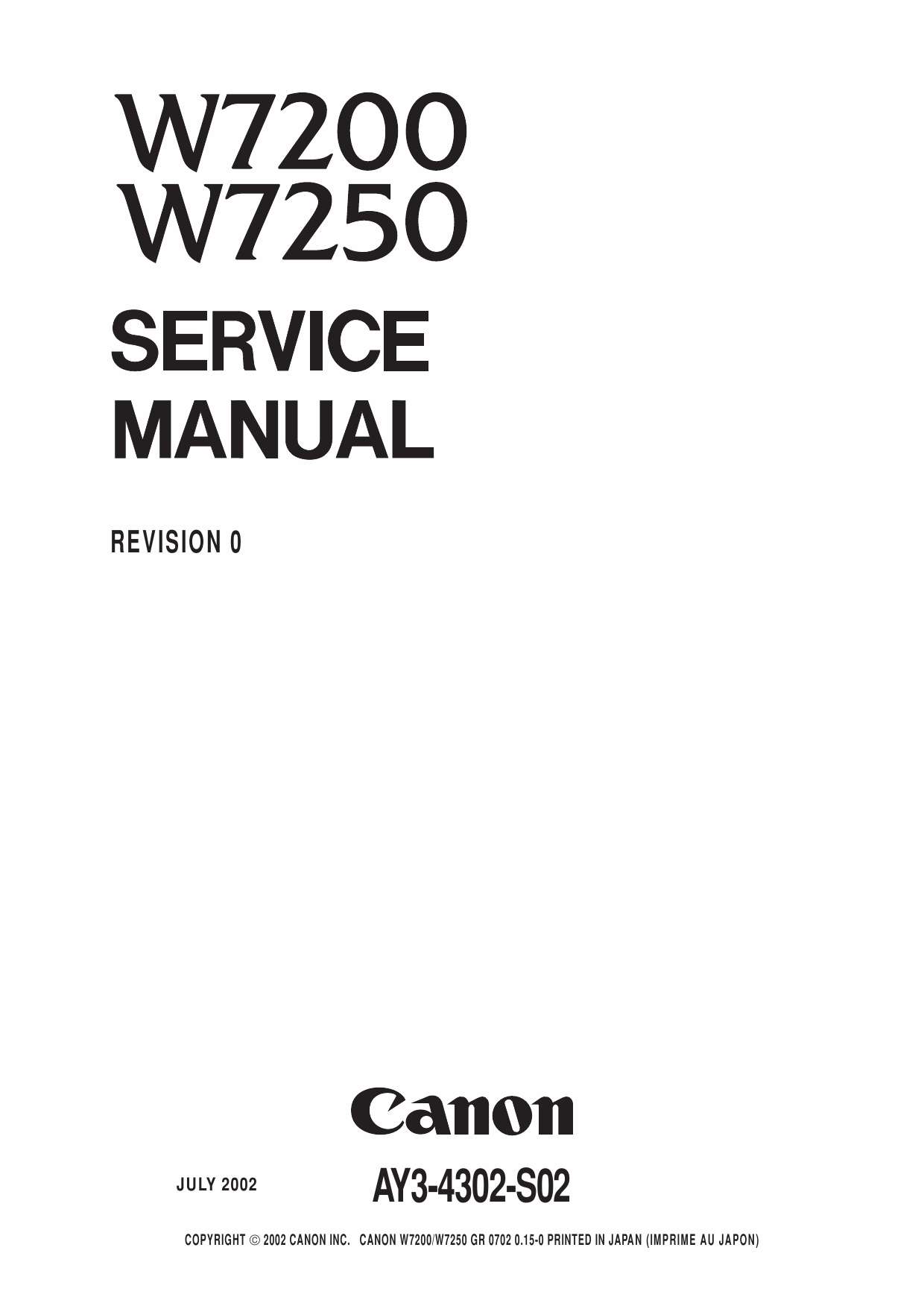 Canon Wide-Format-InkJet W7200 W7250 Service and Parts Manual-1